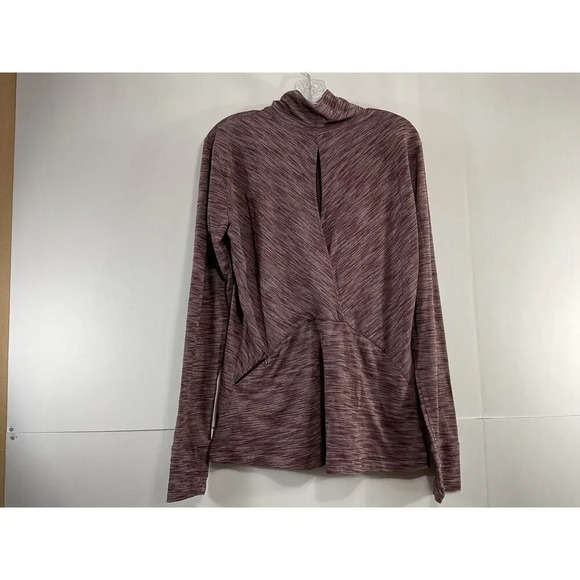 Lululemon Mock Neck &Go Take-Off Cutout Back Long Sleeve Shirt Bordeaux Size 12 - Picture 2 of 11